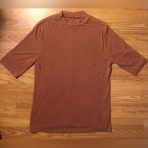 A.N.A. a new day L Rust Knit Top Short Sleeve Stretch Rib Knit